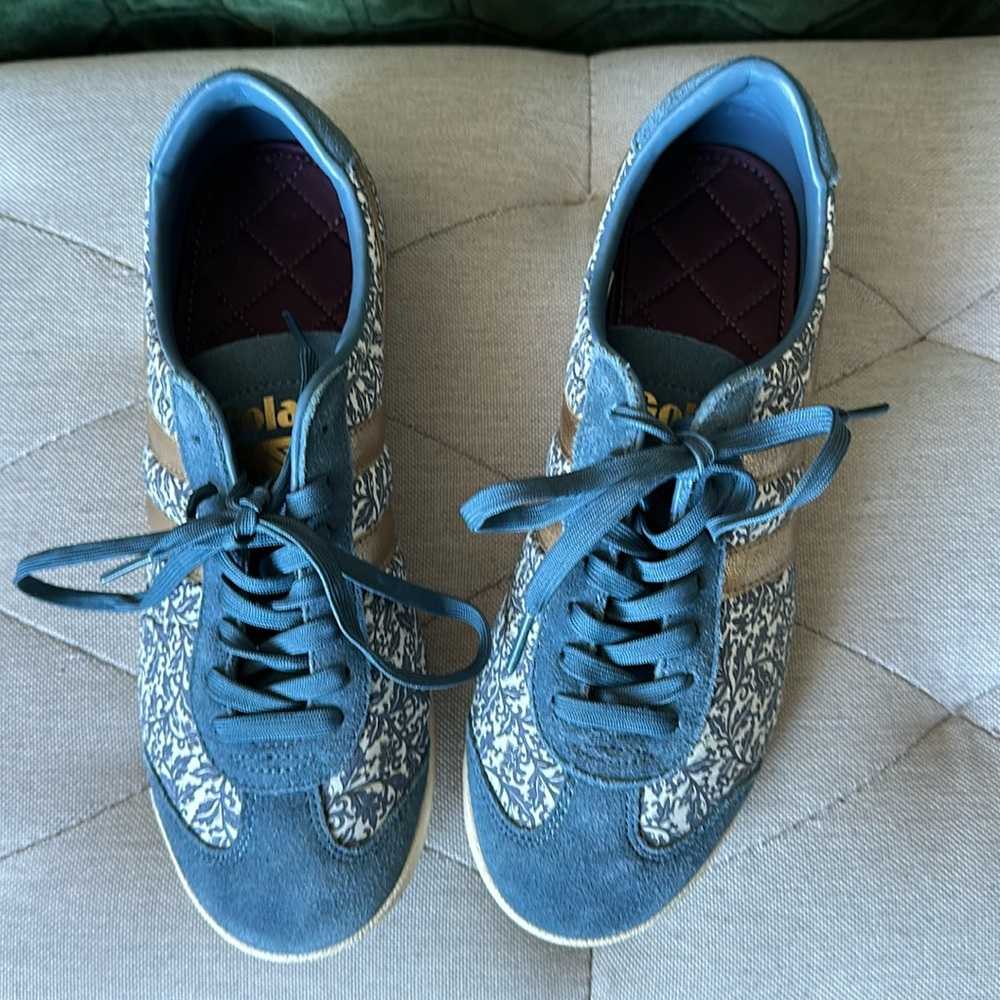 Gola Bullet sneakers liberty blue gold floral leaf print size 8